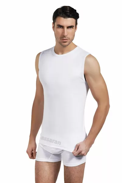 أساران رجالي تيشيرت بدون أكمام وياقة صفرية % قطن