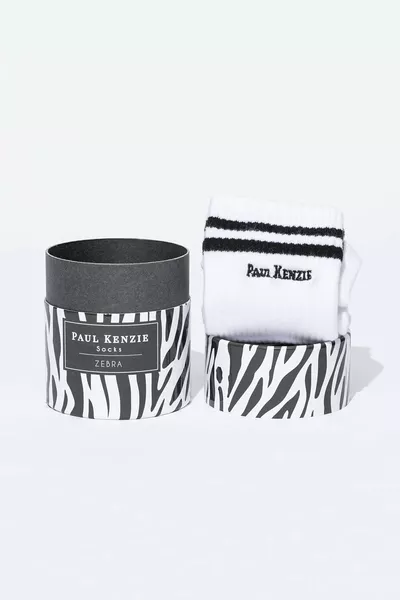 Motley Socks Unisex Embroidered Long Tennis Socks - Zebra