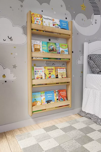 Montessori 4-Shelf MDF Children's Bookcase * cm - Sapphire Oak