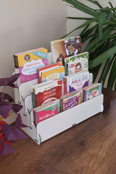 Mini Lucky Montessori Children's Library 4-Shelf Wooden Kids' Room Bookshelf Desktop Mini Bookshelf