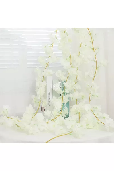 Изкуствена луксозна пролетна клонка с бръшлян, японска череша ( см) за ограда на градина, стая, балкон, листа на роза, акация, хортензия