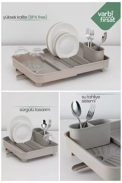 Açılır Kapanır Sürgülü Tabaklık Bulaşıklık Bulaşık Sepeti Bulaşık Kurutma / Latte