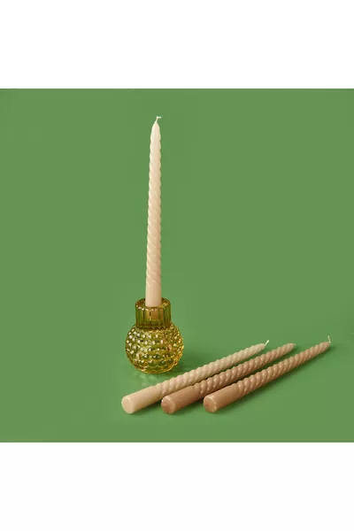 Lot de 4 Bougies Chandeliers Brillantes Torsadées - Marron / Beige -  cm