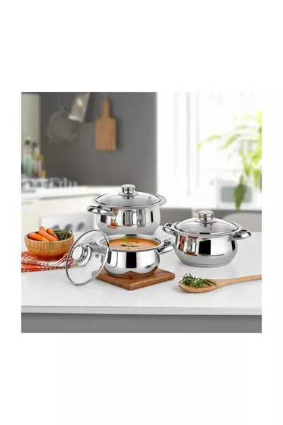 Ensemble de 3 casseroles mini Çakır avec couvercles en verre