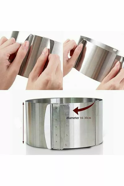 Комплект за приготвяне на торта с 3 части, включващ кръгъл, квадратен и регулируем ринг  см и наклонена шпатула, комплект за начинаещи