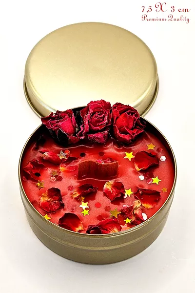 Elixir d'amour romantique parfumé à l'ambre - Bougie décorative Gold Luxe en boîte métal Cascade d'amour