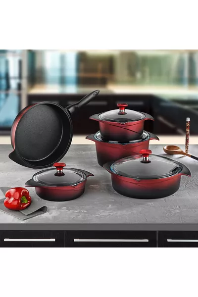 Flipper 9 Parça Tencere Seti Kırmızı