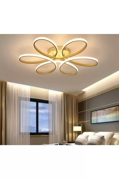 ليفينت نموذج باباتيا بإطار ذهبي وإضاءة بيضاء بمصابيح LED مودرن  سم ثريا LED