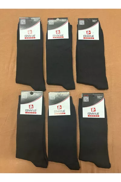 Men's Black Socks 6 Pairs Cotton with Lycra