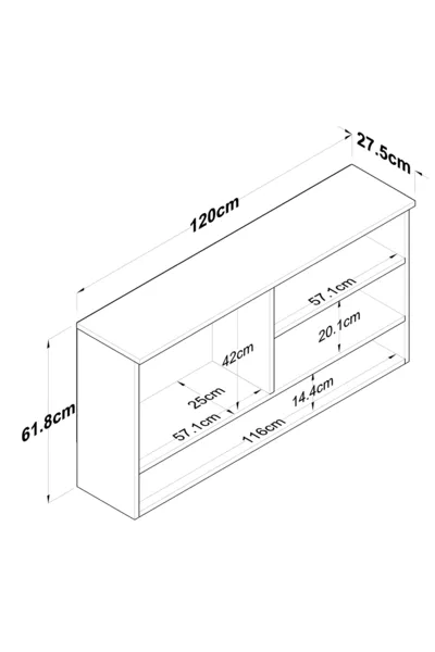 Rani  Кафе кът Многофункционален шкаф Горен модул Кухненска етажерка Бял - Кошница Орех