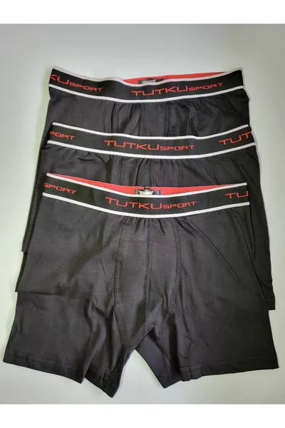 Комплект от 3 мъжки боксерки с еластан, черни, спортен модел 