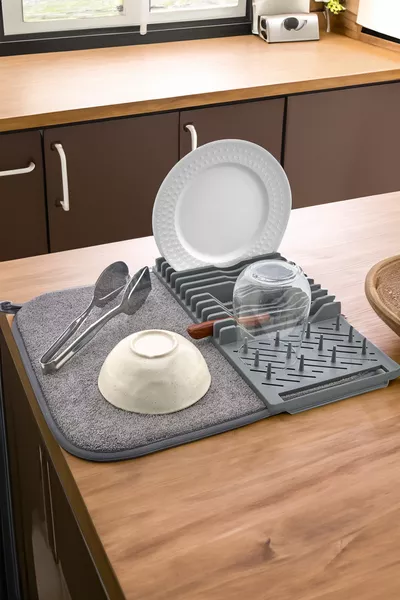 Orta Boy  x  cm Mikrofiber Bulaşık Kurutma Matı Kurulama Örtüsü Bulaşıklık Mat Tezgah Üstü Bez