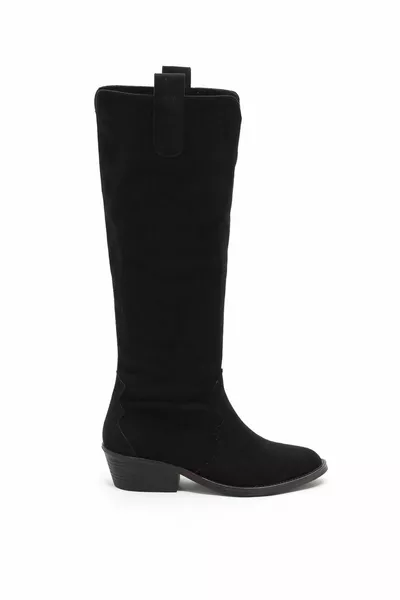 HUGO STIVALI COWGIRL CON TACCO NERO IN CAMOSCIO