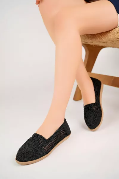 Jud Sole плетени черни дамски обувки