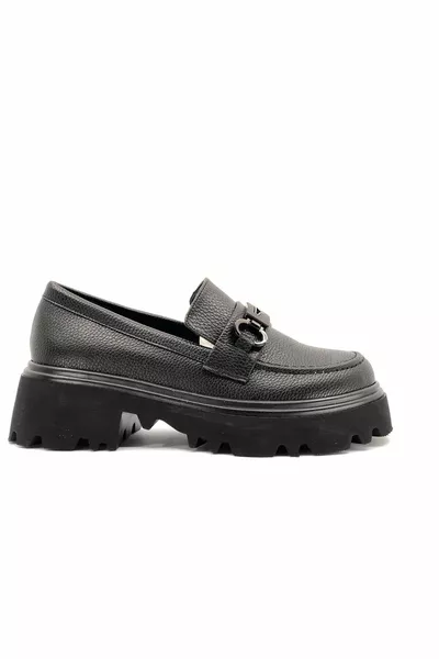 Feles Buckle Detailed Oxford Mocassino Casual Scarpe Da Donna NERO