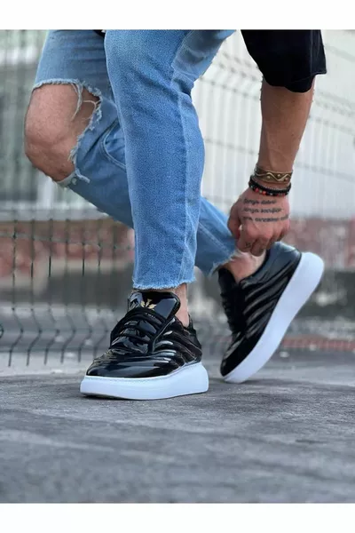  Scarpe casual da uomo in vernice nera