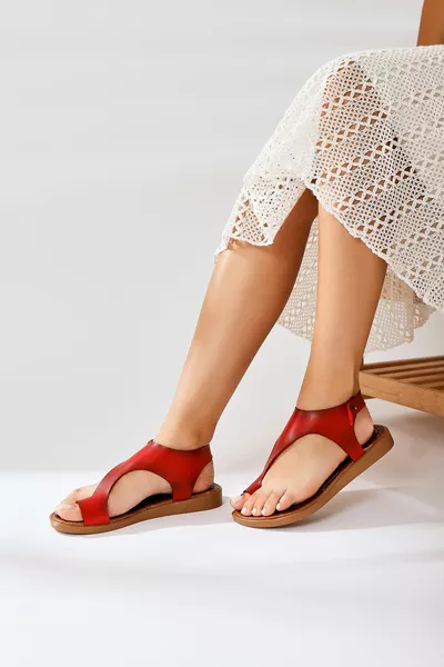 Sandali infradito rosso Lilla in vera pelle