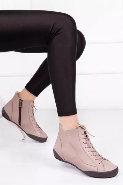 Echtes Leder Nerz Damen Lederstiefel 