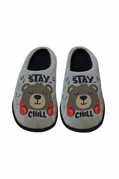 Zippo-k- Bear Figure Crème Pantoufles de maison pour hommes