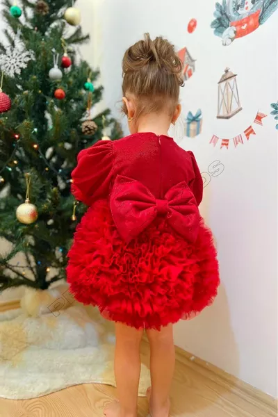 أحمر توتو طويل الأكمام طفلة اللباس - الأميرة