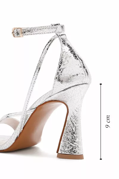 نسائي صنادل نسائية بكعب عال فضي 