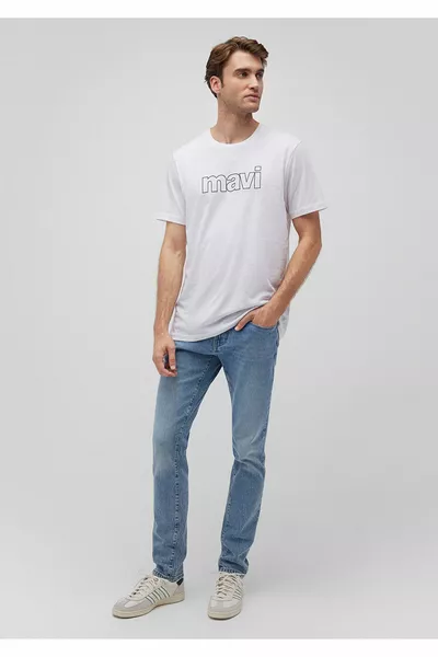 Weißes T-Shirt mit Logodruck Slim Fit / Slim Fit 