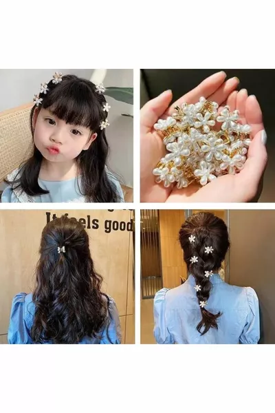 4 pièces Minimal fleur perle métal fermoir