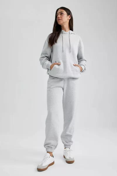 Elastisches Bein mit Taillenbein Schnürung Basic Flache Tasche Jogginghose aus dickem Stoff wn