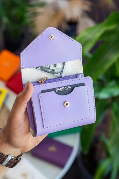 Columbia Vegan Leather Coin Eye Mini Lilas Portefeuille pour femme avec de nombreux porte-cartes