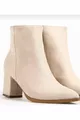 Women's Suede Beige Cream Zipper Pointed-Toe Heeled Boots