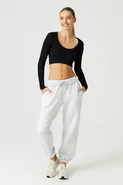 x Melody Snow Melange Оверсайз / Широкий крой Хлопковые толстые спортивные штаны Двусторонний