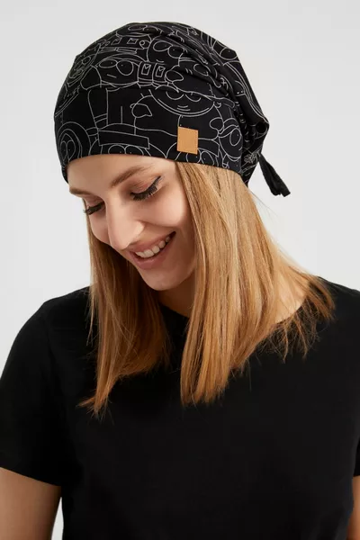 Дамски черен, бял шарен, въже детайлен 4 сезона шапка шапка - ултра мека естествена пенирана материя