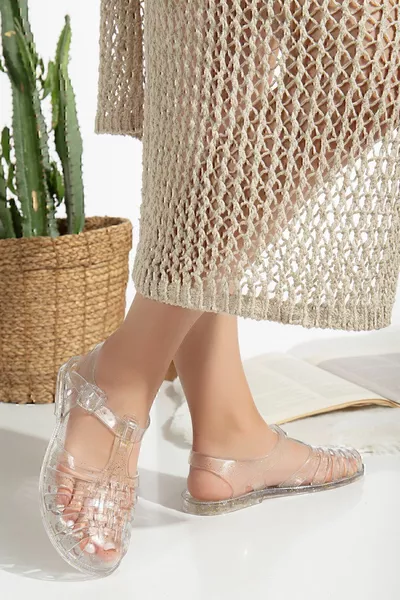 Jelly Gold Glitter прозрачни дамски сандали