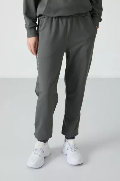 Çağla Кенгуру джоб с качулка Оверсайз гумен крачол Дамски анцуг - 