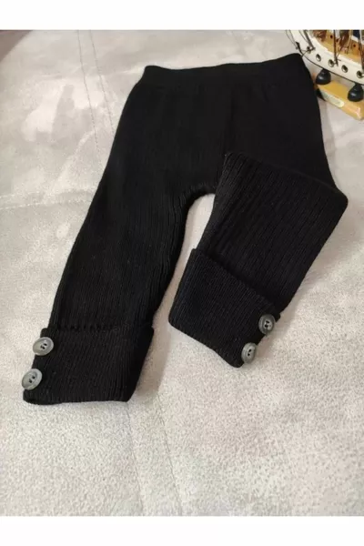 Collants en maille pour bébé côtelée à boutons