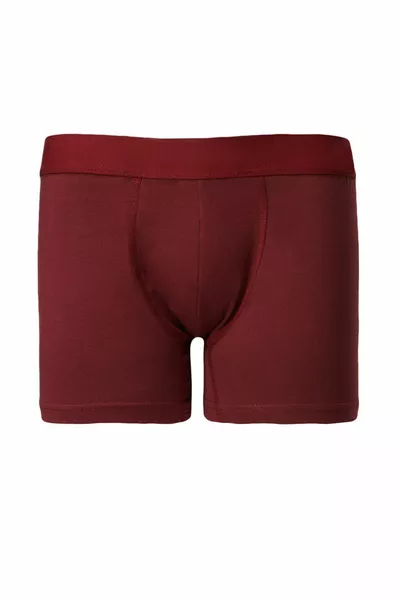 Boxer 3 pièces en coton souple bordeaux-bleu marine pour homme