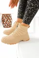 Women's Beige Tunder Faylon, Zipper Detailed Boots 4cm 