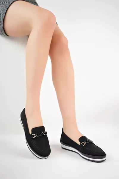 Черни дънкови обувки с подплатен ток