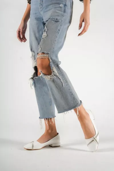 Ballerines femme en pierre blanche