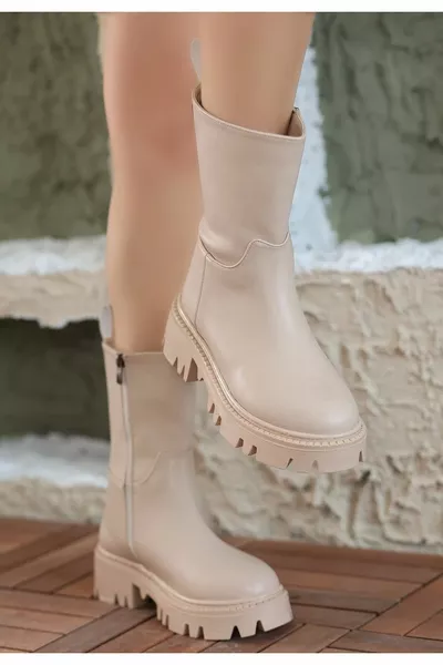 Liara Bottes à talons Nude Skin