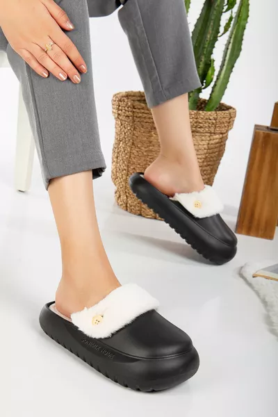 Eva semelles douces silencieuses détachables fourrure maison d’hiver pantoufles