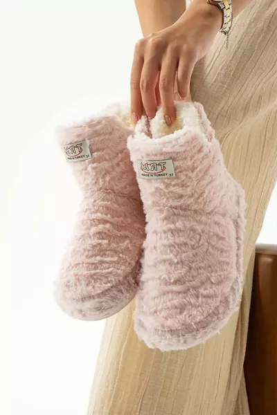 HOMEST Rutschfeste Sohle Weicher Plüsch Damen Home Ponton/Stiefel