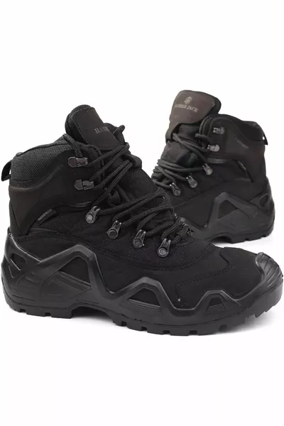  Herren Schwarz Echtleder Wasserdicht Wasserdicht Outdoor Dick Casual Sport Winter Poststiefel