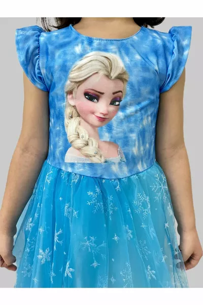فستان إلسا أزرق مجمد للأطفال