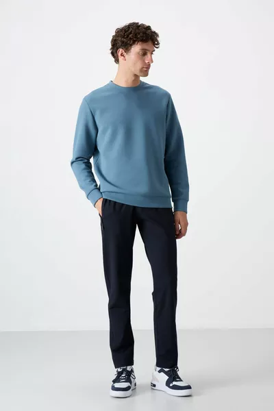 الأزرق الداكن سستة ثلاثة جيب ضيق صالح الكلاسيكية الساق الرجال بدلة رياضية أسفل - 