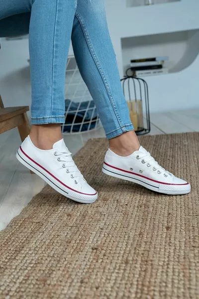 Унисекс бели ленени Convers Модел маратонки Ленени маратонки