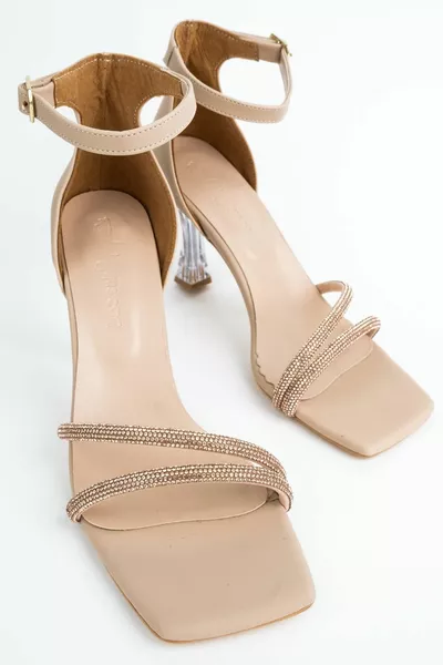 Pretty Sheer Heels Tan Stone Scarpe da sera