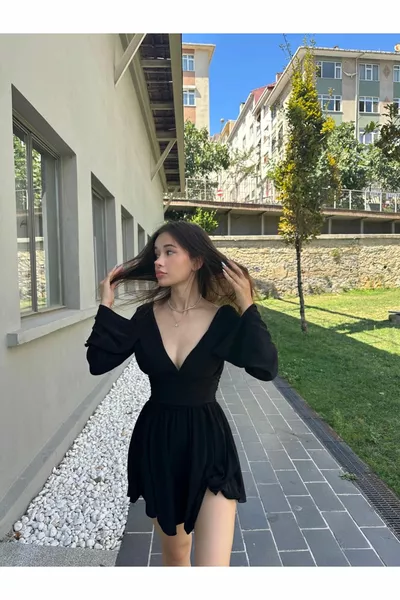 Shorts met Spaanse mouwen en zanderige jurk voor dames