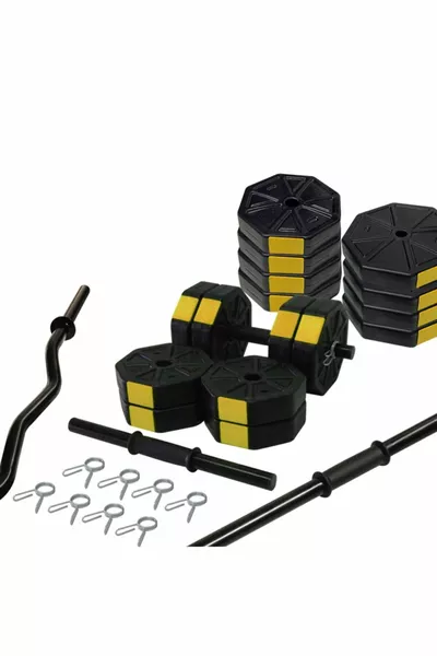  كجم شريط مسطح  سم + z بار  سم طقم حديد كامل الوزن بوزن الدمبل مع غطاء أصفر