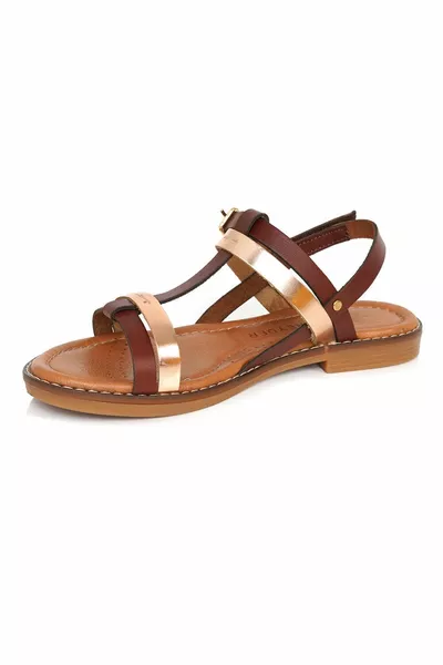 صندل جلد طبيعي بني للأطفال 